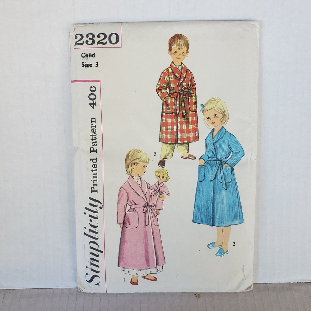 Vintage Simpicity Sewing Pattern 2320 Child's Robe Matching Stuffed Doll - Uncut
